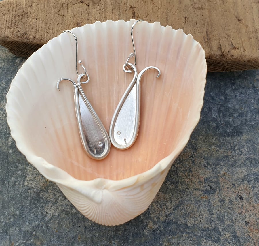Dangly silver fish earrings