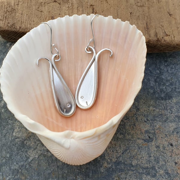 Dangly silver fish earrings