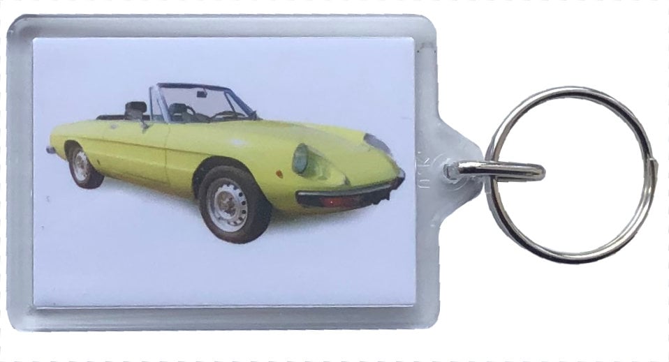 Alfa Romeo Spider Series 2 1971 - Keyring with 50x35mm Insert - Car Enthusiast
