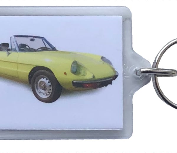 Alfa Romeo Spider Series 2 1971 - Keyring with 50x35mm Insert - Car Enthusiast