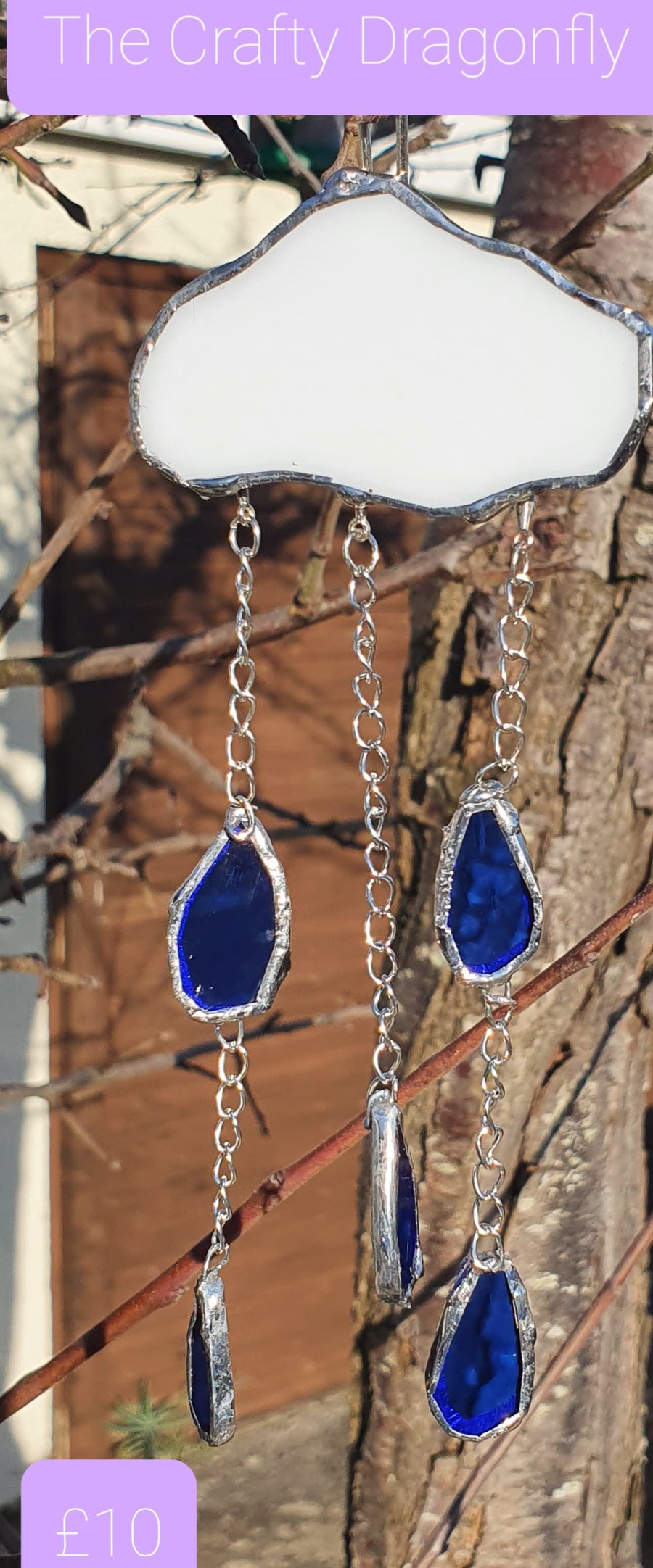 Stained Glass Cloud with Hanging Raindrops 