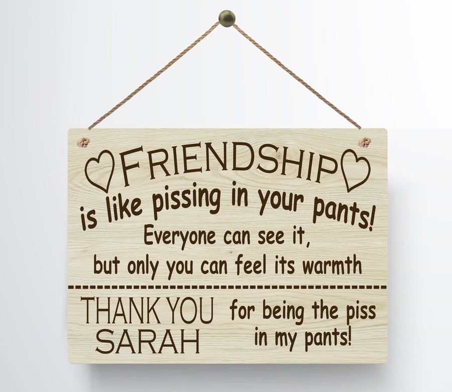 Personalised Funny Friends Metal Wood Grain Effect Hanging Plaque Best Friends