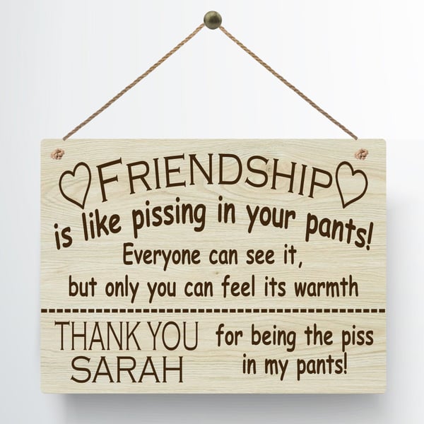 Personalised Funny Friends Metal Wood Grain Effect Hanging Plaque Best Friends