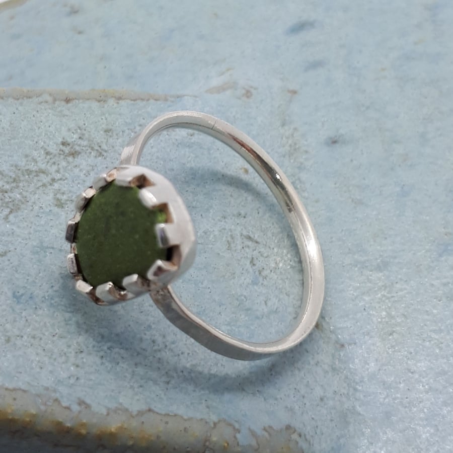 Green soft stone ring