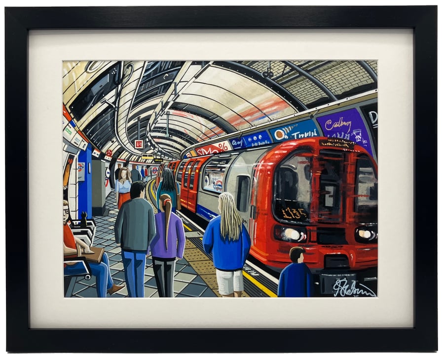 London Tube Underground Station Urban Art Framed Art Print 14" x 11" Frame 