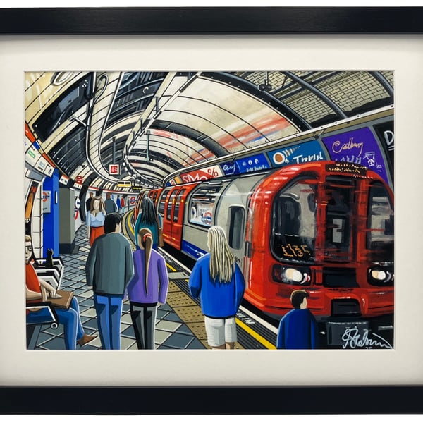 London Tube Underground Station Urban Art Framed Art Print 14" x 11" Frame 