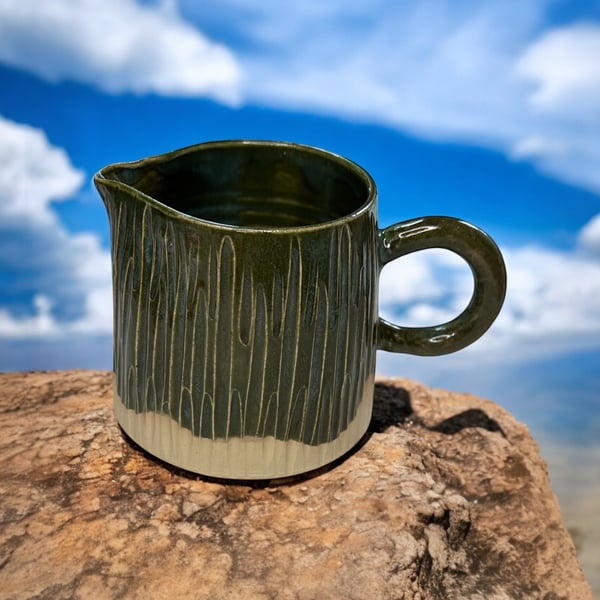 Handcrafted Milk or Cream Jug – Holly Green Glaze