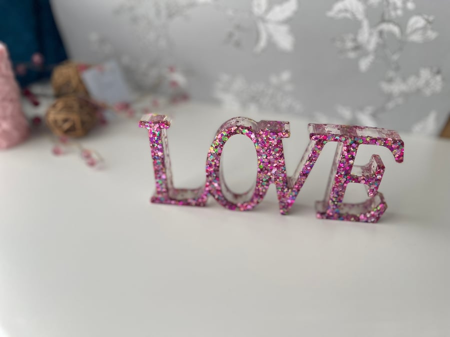 Handmade Pink LOVE Sign  Romantic wedding gift FREE delivery
