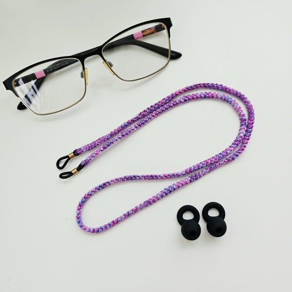 Cotton Cord Purple Shades, Eyeglasses Chain and Earplugs Strap