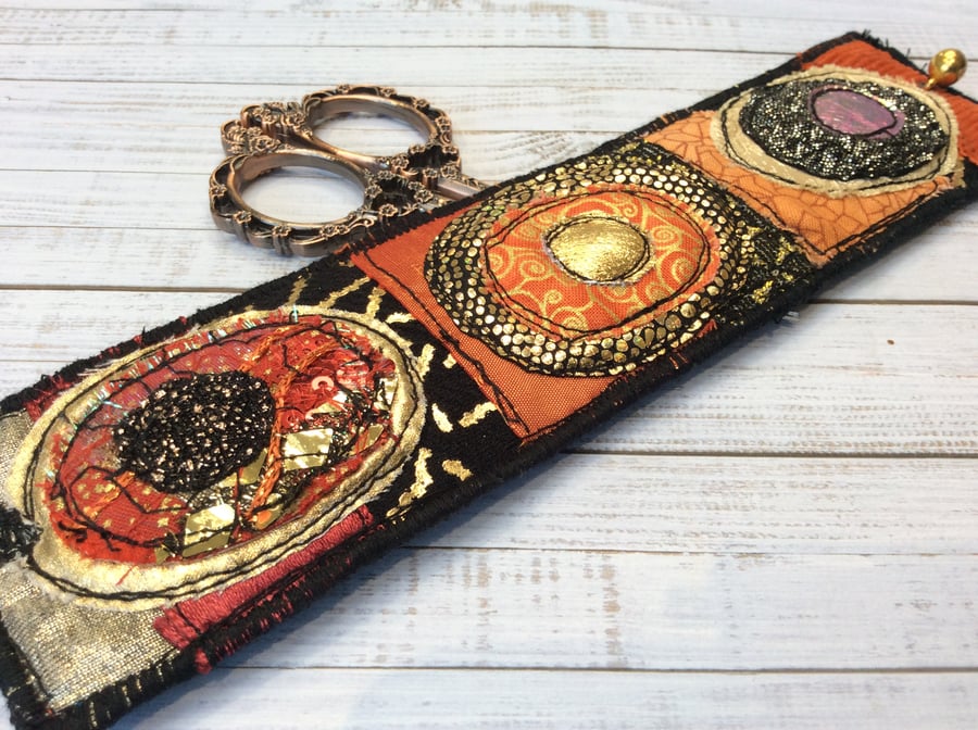 Up-cycled patterned Klimt style cuff bracelet or bangle.
