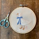 Handmade embroidered art 5”, Goose