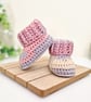 Handmade Crochet Newborn Baby Booties - Pebble Beach - Summer Seconds 