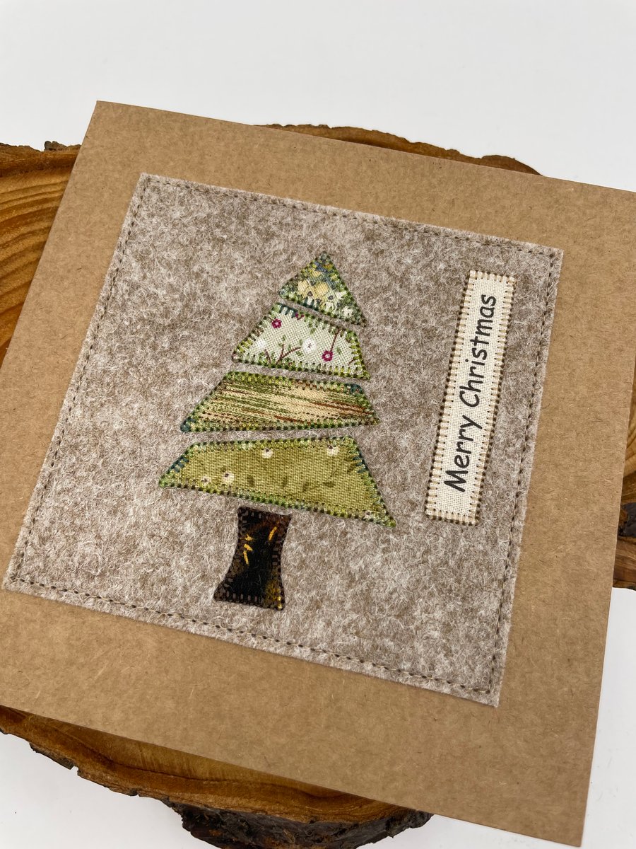 Christmas tree appliqué card