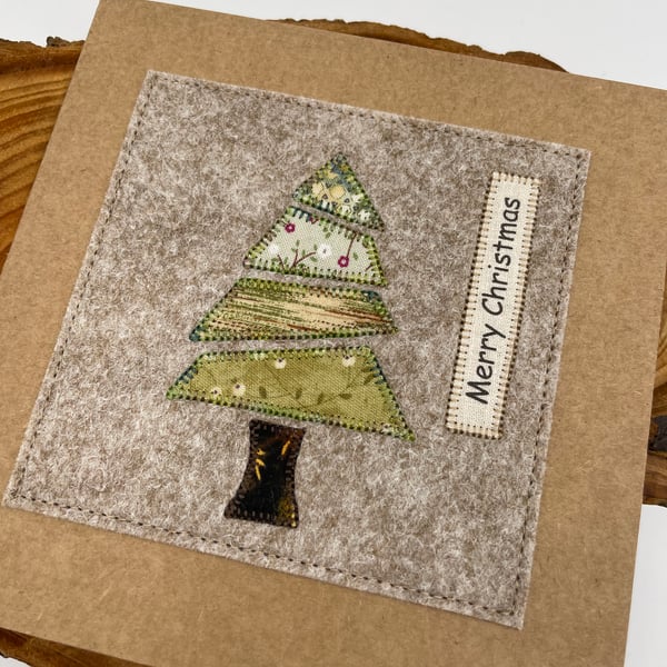 Christmas tree appliqué card
