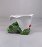 Ceramic Hand Painted White Flower Calla Lily Tea Light Candle Holder Decoration. - Image 1