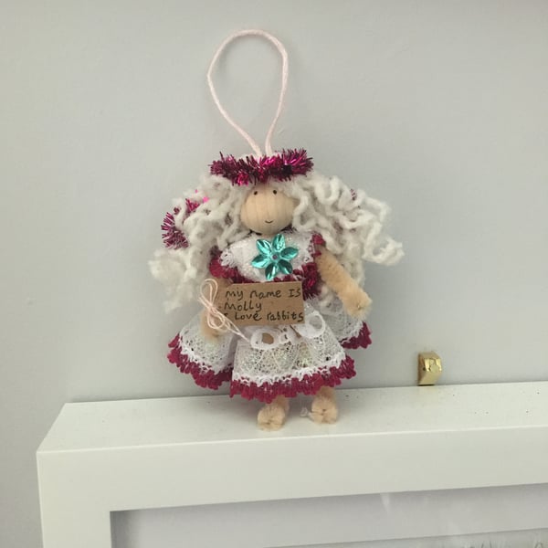 Tiny Pink Fairy Doll Decoration, Fairy Gift 