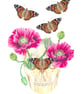 A4 Skull with Poppies & Butterflies Digital Print - Image 1