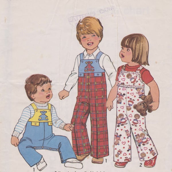 Vintage SIMPLICITY 7855 Sewing Pattern: Toddler’s Coveralls size 1