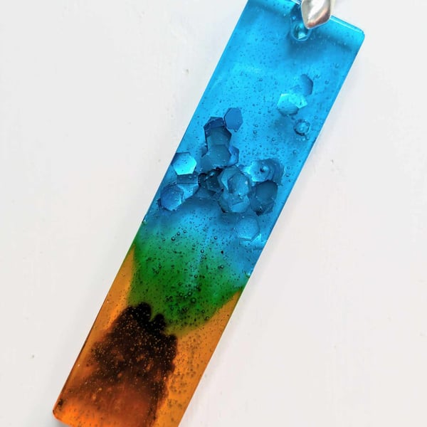 Beach Inspired Resin Pendant With Glitter