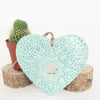 Ceramic heart hanging decoration Pottery Heart Folk heart love heart Blue