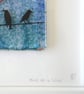 Artist made fused glass 'Birds on a Wire' Picture. - Image 3