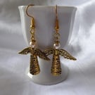 Golden Christmas Angel Earrings