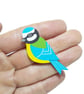 Blue Tit Pin Badge, Garden Bird Brooch, Garden Birds, Wooden Accessories - Image 2