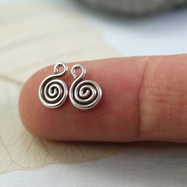 Sterling Silver Spiral Dangles Tiny Additions to Sleeper earrings