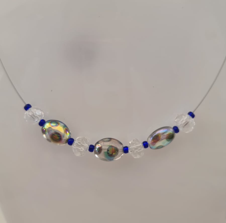 Clear beetle bead necklace