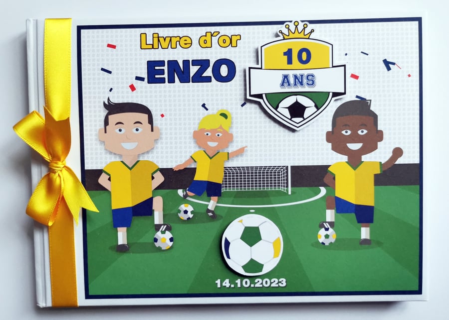 Football birthday guest book, Brazil football guest book, gift