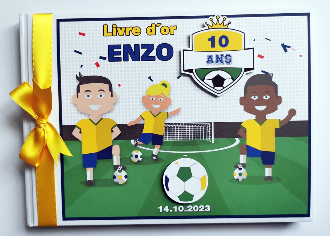 Football birthday guest book, Brazil football guest book, gift