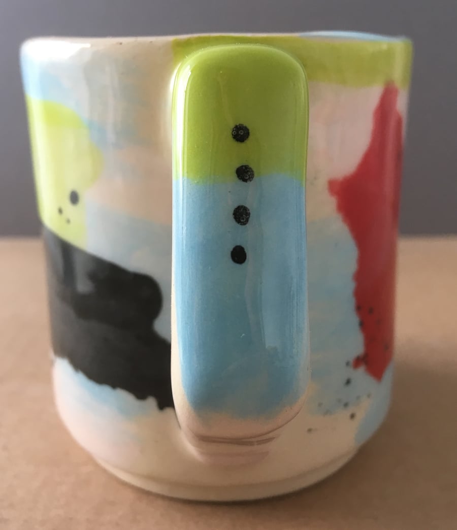Abstract pattern ceramic cup.Tea lover. Handmade mug. Coffee lover. Colour.