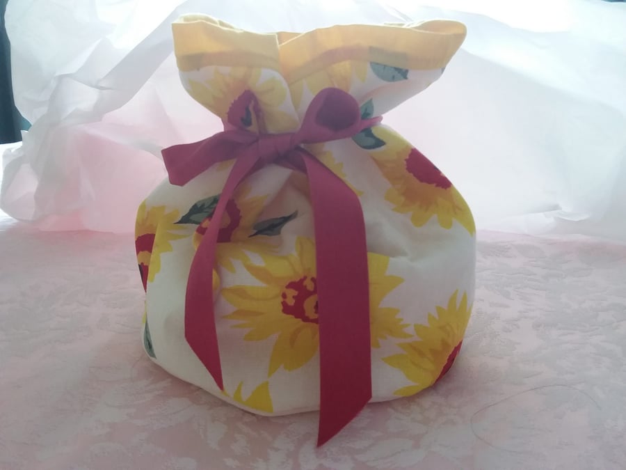 Make-up, Tolietries Bag Handmade Sunflower Design