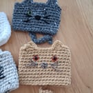 Pair Of Crochet Cat Coffee Cup Holders (J173)