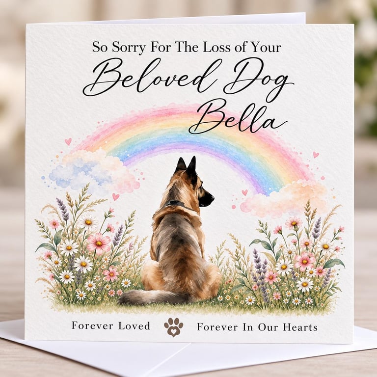 Personalised German Shepherd Alsatian Dog Loss Card Sympathy Card Rainbow Bridge