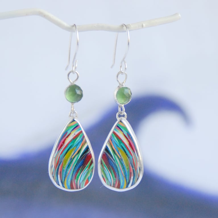 Puerto Rican surfite earrings - serpentine accent