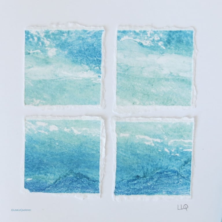 Ooak original handmade artist abstract sea art card coastal collection 