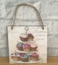 Cupcakes wooden hanging wall plaque.