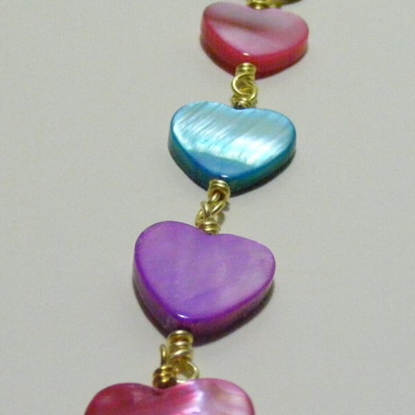 Pink, Lilac and Blue Shell Heart Bag Charm.