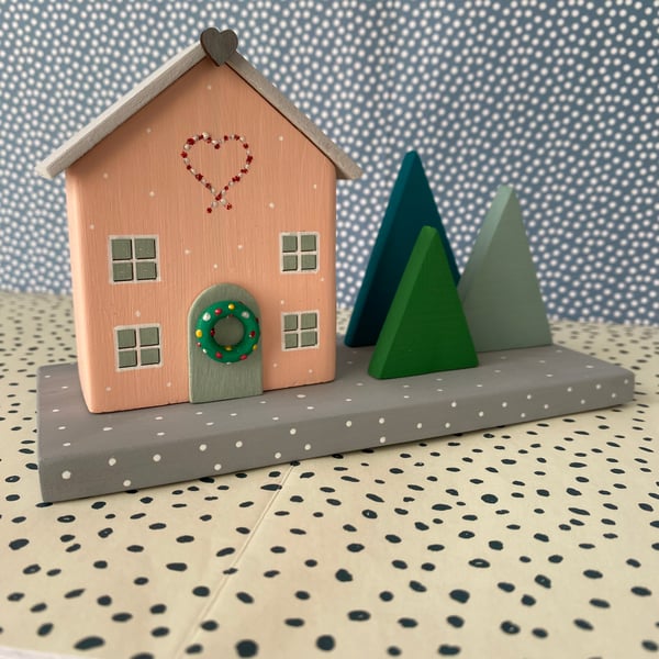 Pastel Christmas House Ornament