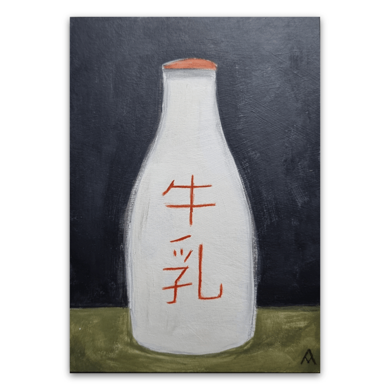 Milk Bottle Art - Original Painting (Unframed) - Kitchen Decor - A6