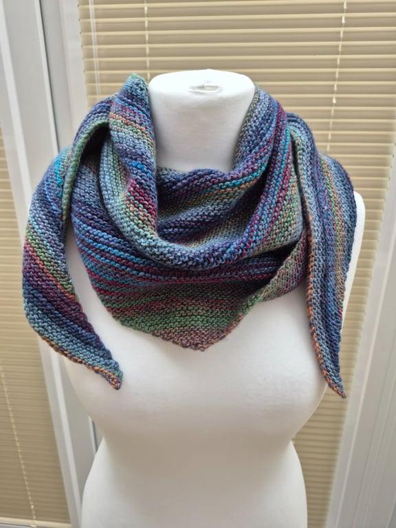 Hand knitted shawl scarf