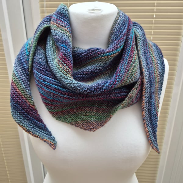 Hand knitted shawl scarf