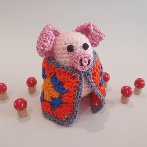 Pig in a Crochet Blanket