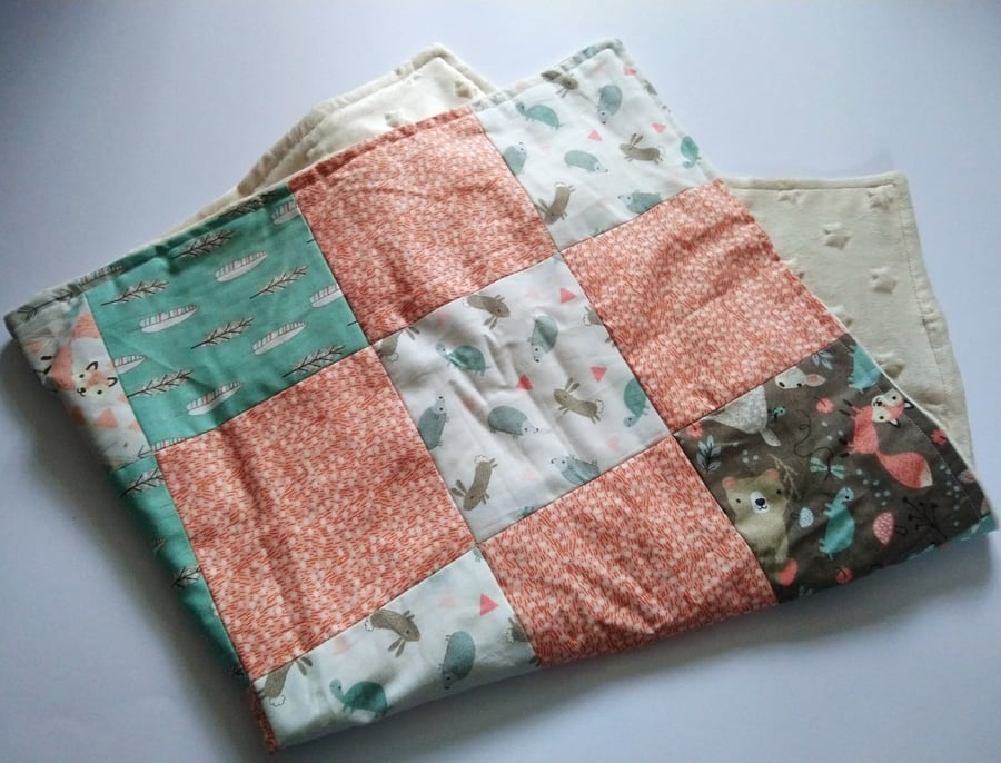Woodland Animals Patchwork Baby Blanket