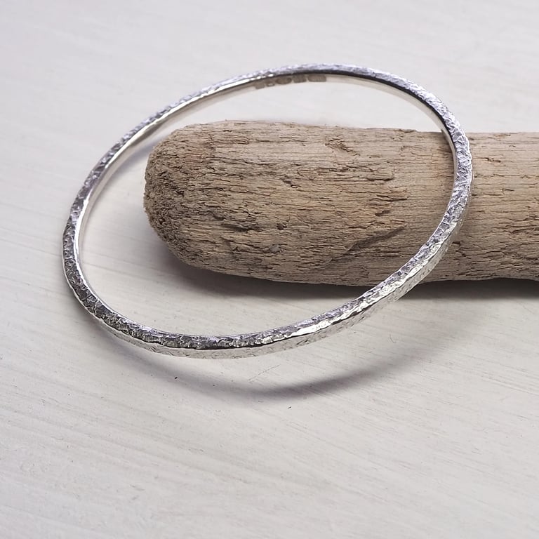 SMALL Sterling Silver Hallmarked Bangle, Small Solid Silver Bangle