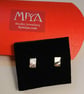 Rectangle silver studs, Hammered texture studs - Image 2