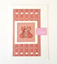 Cats cross stitch card with the wording 'Love'