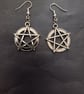 Silver pentacle charm dangle earrings  - Image 1