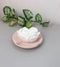 Heart Rose Fragrance Stone with Blush Marbled Dish - Aroma Stone Gift